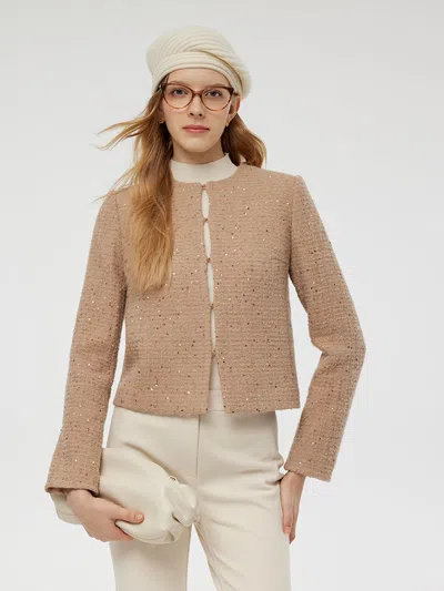Goelia Alpaca And Wool Tweed Women Crop Jacket In Brown