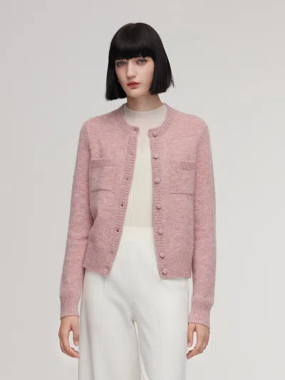 Goelia Alpaca Wool Blend Women Cardigan In Pink