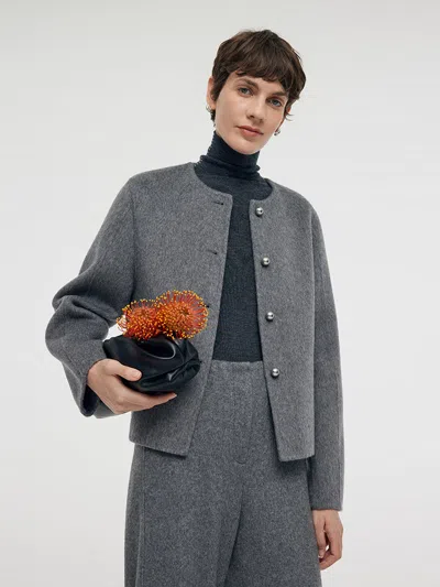 Goelia Alpaca Wool Double-faced Women Jacket In Gray