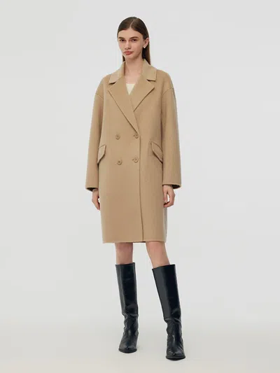 Goelia Alpaca Wool Notched Collar Women Coat In Brown