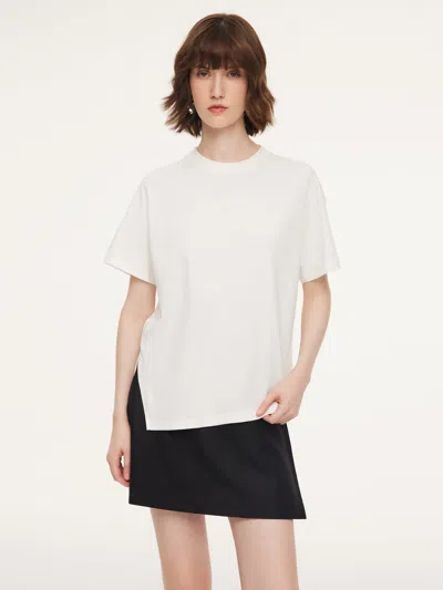 Goelia Asymmetrical Hem Heart Decorated Women T-shirt In Multi
