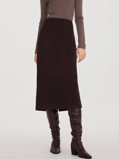 Goelia Back Slit Column Women Knit Skirt In Black