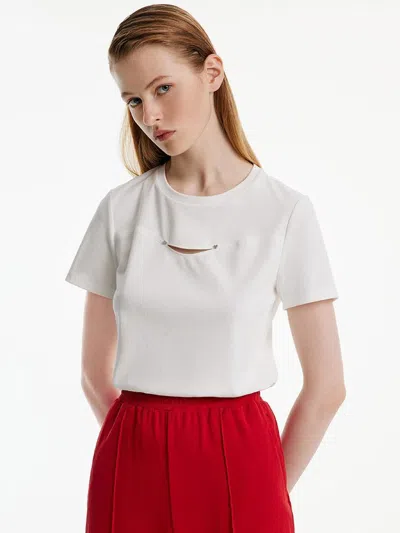 Goelia Basic Smile Hollow T-shirt In White