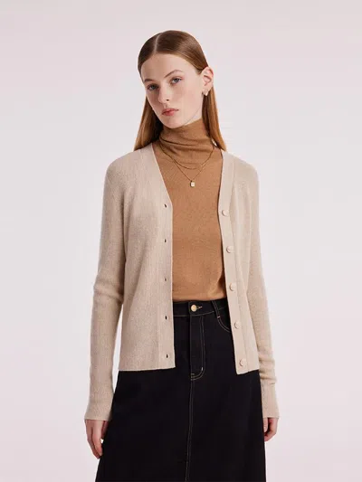 Goelia Beige Seamless Cashmere Lady Cardigan In Brown