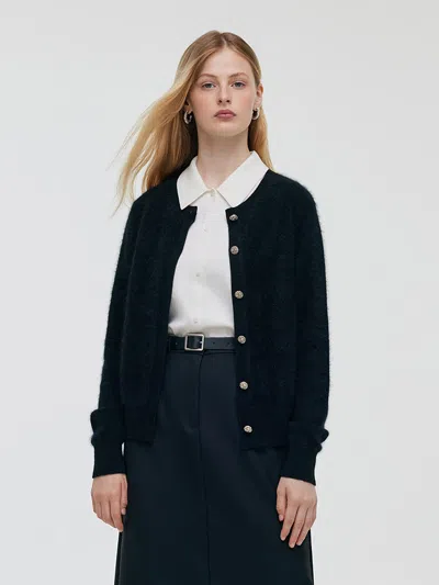 Goelia Black Brushed Cashmere Women Cardigan