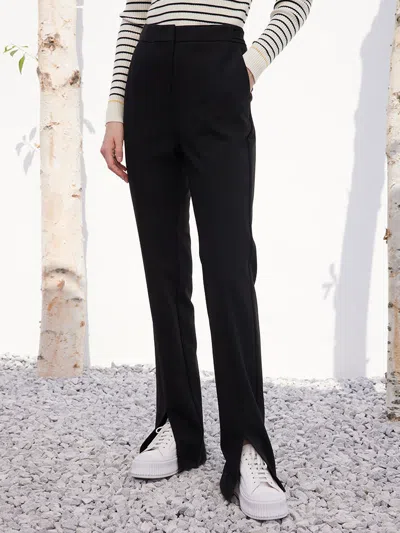 Goelia Black Full-length Slim Pants With Slit