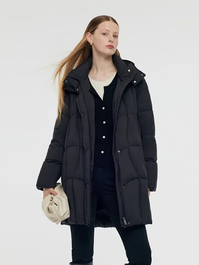 Goelia Black Hooded Goose Down Coat