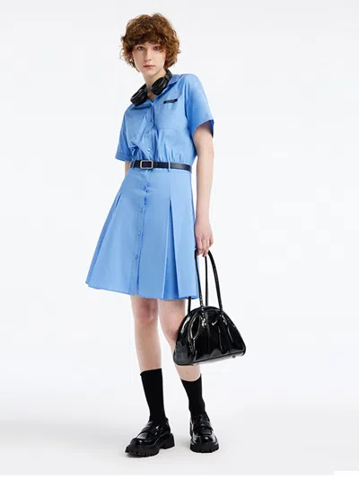 Goelia Blue Waist-skimming Cotton Mini Dress