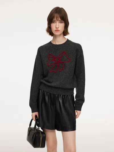 Goelia Bowknot Round Neck Women Sweater In Black