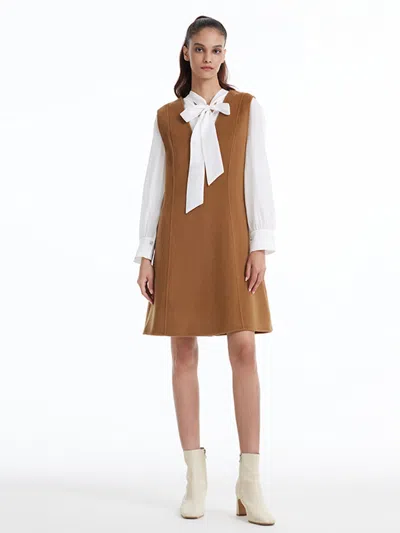 Goelia Brown Wool Tank Mini Dress