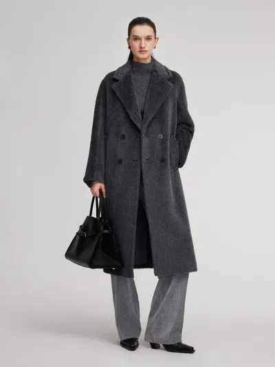 Goelia Brushed Alpaca Wool Blend Unisex Overcoat In Multi