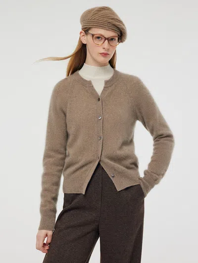 Goelia Brushed Cashmere Women Cardigan In Brown