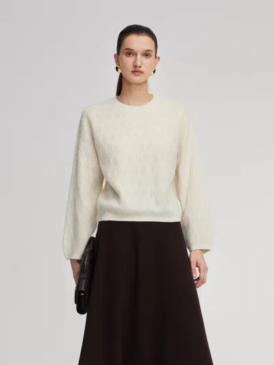 Goelia Brushed Cashmere Wool Blend Textured Women Sweater In Multi