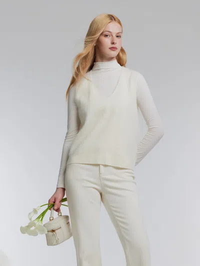 Goelia Brushed Cashmere Wool Tank And Mock Neck Knit Top Two-piece Set In Gray