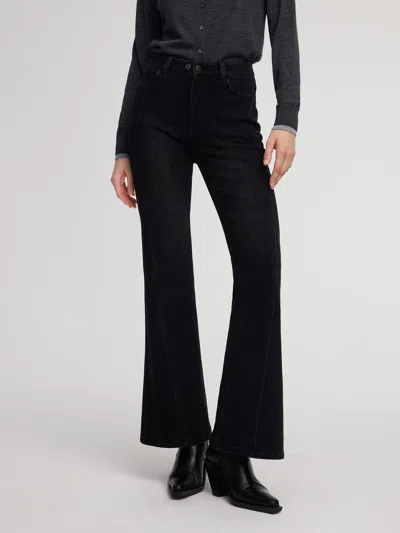 Goelia Brushed Denim Women Flared Jeans In Black
