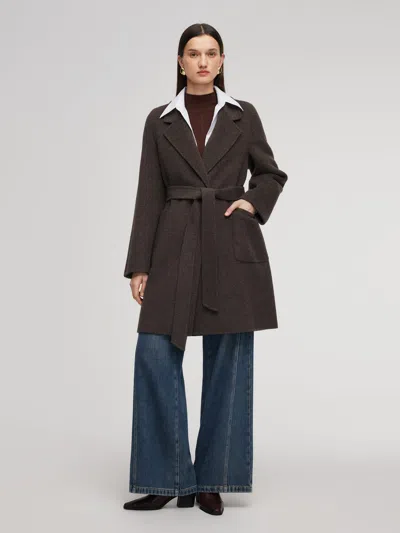 Goelia Camel Hair Wool Blend Double-faced Women Wrap Coat In Brown