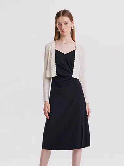 Goelia Cardigan And Slip Midi Work Dress Two-piece Set In Black