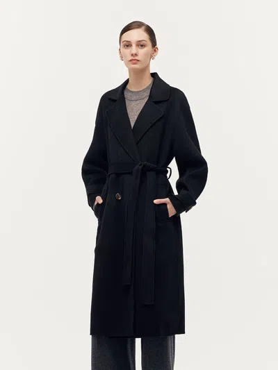 Goelia Cashmere And Wool Unisex Wrap Coat In Black