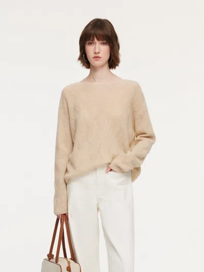 Goelia Cashmere Boat Neck Loose Fit Women Sweater In Nude