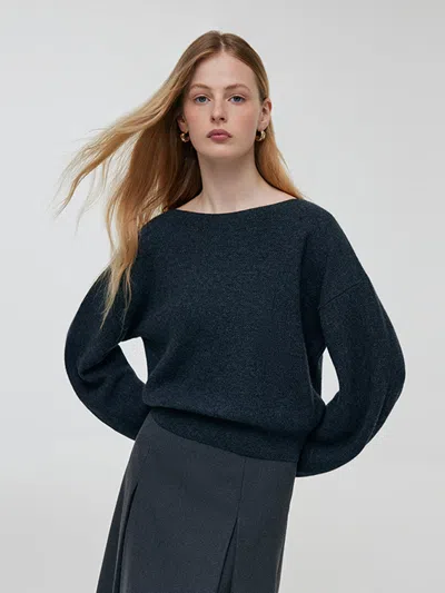 Goelia Cashmere Drop Shoulder Women Sweater In Blue
