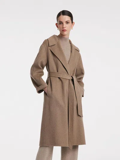 Goelia Cashmere Lapel Women Coat With Belt In Brown