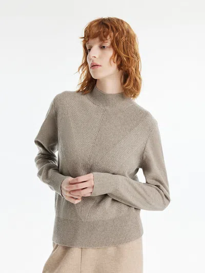 Goelia Cashmere Mock Neck Women Pullover Sweater In Gray