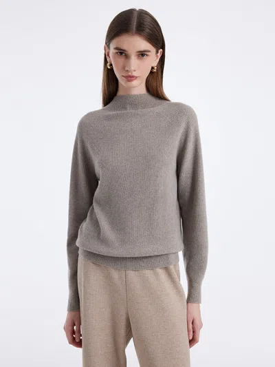 Goelia Cashmere Seamless Mock Neck Women Sweater In Gray