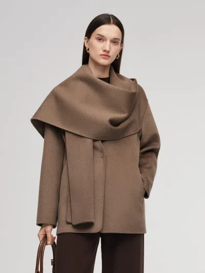 Goelia Cashmere Wool Blend Double-faced Scarf Collar Women Coat In Multi