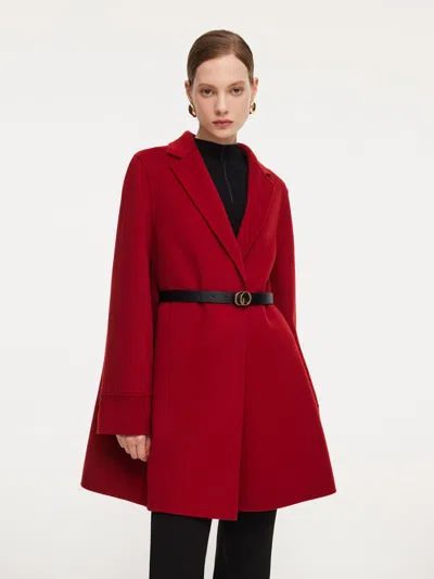 Goelia Cashmere Wool Blend Double-faced Women Cape Coat With Leather Belt In Multi