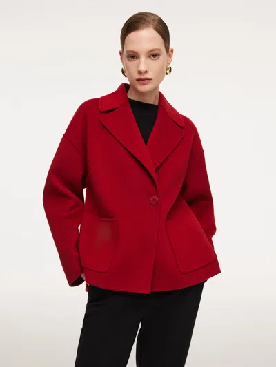 Goelia Cashmere Wool Blend Double-faced Women Coat In Red