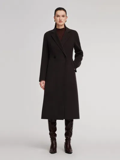 Goelia Cashmere Wool Blend Gathered Waist Women Overcoat In Multi