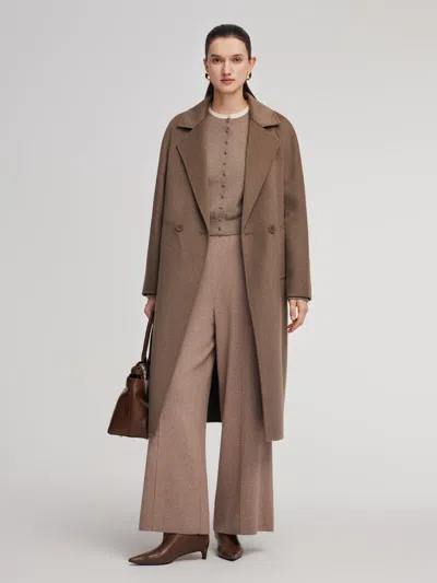 Goelia Cashmere Wool Blend H-line Women Overcoat In Brown