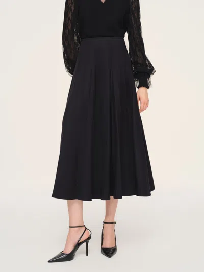 Goelia Cashmere Wool Blend Stretch Women Skirt In Black