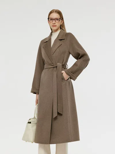 Goelia Cashmere Wool Unisex Wrap Coat In Brown