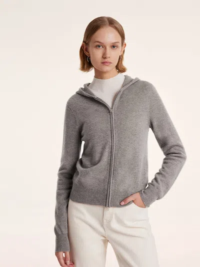 Goelia Cashmere Zip-up Women Hoodie In Gray