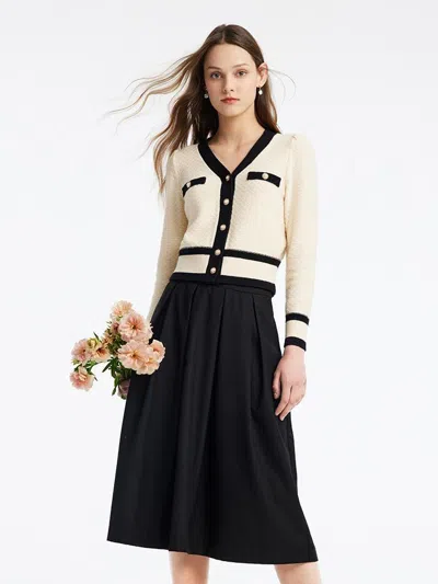 Goelia Classic Jacquard Cardigan And Skirt Two-piece Set In Black