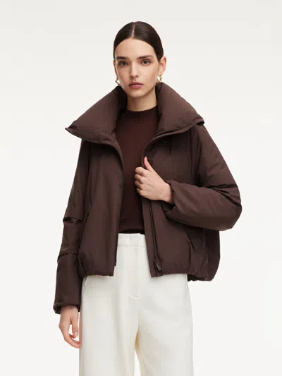 Goelia Cocoon Lightweight Convertible Collar Goose Down Parka In Brown