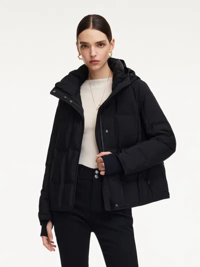 Goelia Cocoon Waterproof And Windproof Hooded Goose Down Jacket In Black