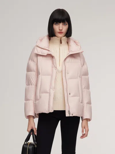 Goelia Cocoon Windproof Zip-up Hooded Goose Down Jacket In Pink