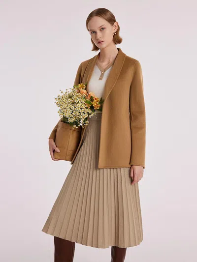 Goelia Coffee Pure Cashmere Wrapped Short Women Coat In Brown
