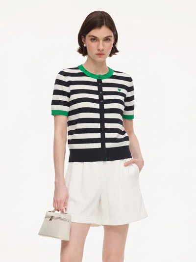 Goelia Pre-order Color Block Stripe Women Embroidered Cardigan In Multi