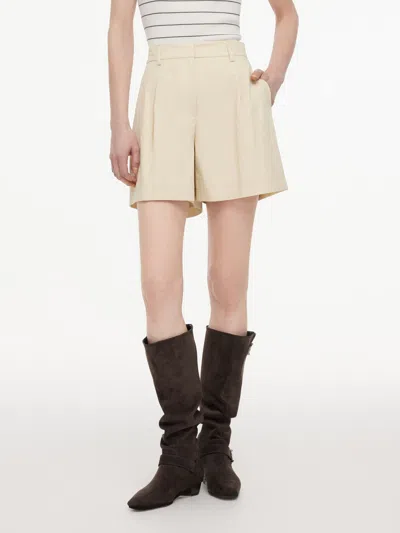 Goelia Cotton Blend A-line Women Shorts In Dusty Beige