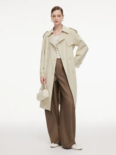 Goelia Cotton Blend Double-breasted Women Belted Trench Coat In Neutral