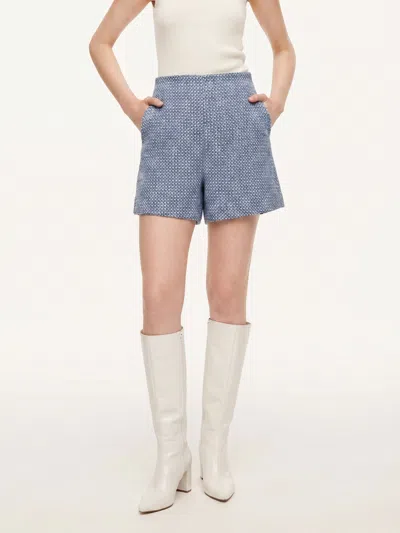 Goelia Cotton Blend Tweed A-line Women Shorts In Blue