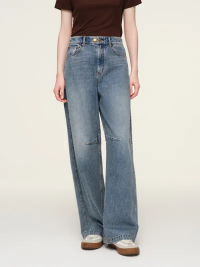 Goelia Cotton Denim Adjustable Waist Women Curved Jeans In Multi