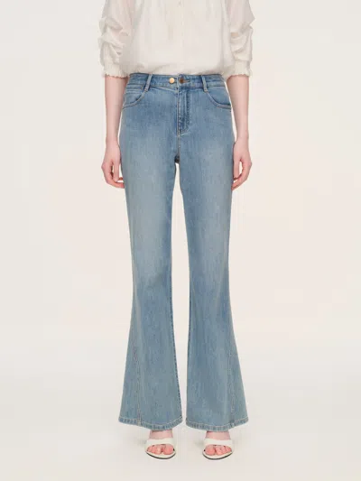 Goelia Cotton Denim Stretch Women Flared Jeans In Blue