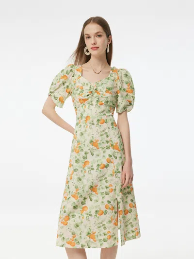 Goelia Cotton Floral Print Twist Front Women Midi Dress In Multi