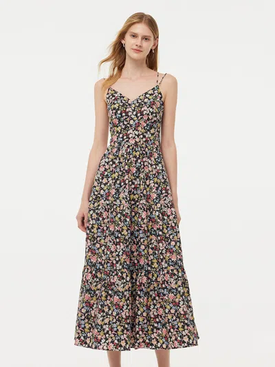 Goelia Cotton Halterneck Slip Maxi Dress With Detachable Chest Pads In Multi