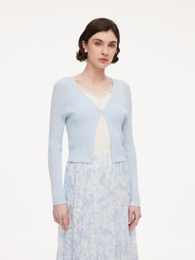 Goelia Cotton H-line Women V-neck Cardigan In Blue