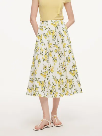 Goelia Cotton Lemon Print Women A-line Skirt In Multi